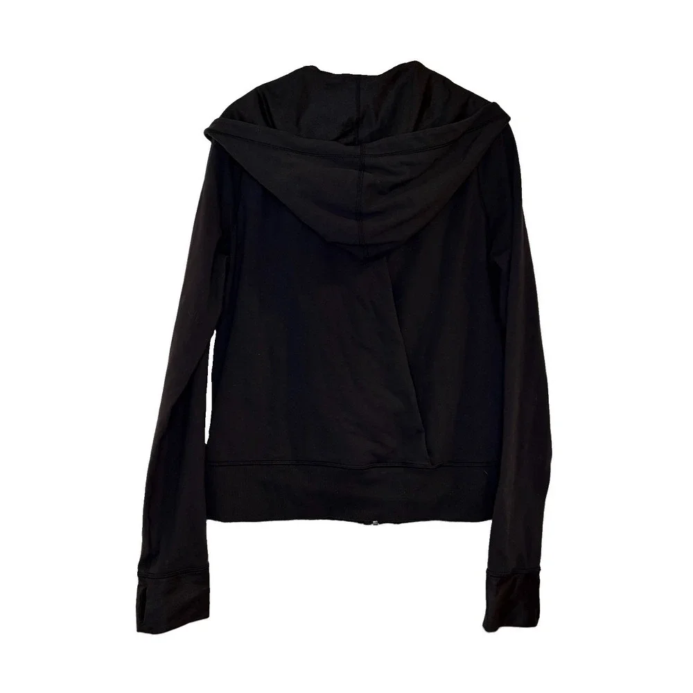 Lululemon Hoodie Sweatshirt Full Zip Solid Black Drapey Back Stretch‎ Size 8
